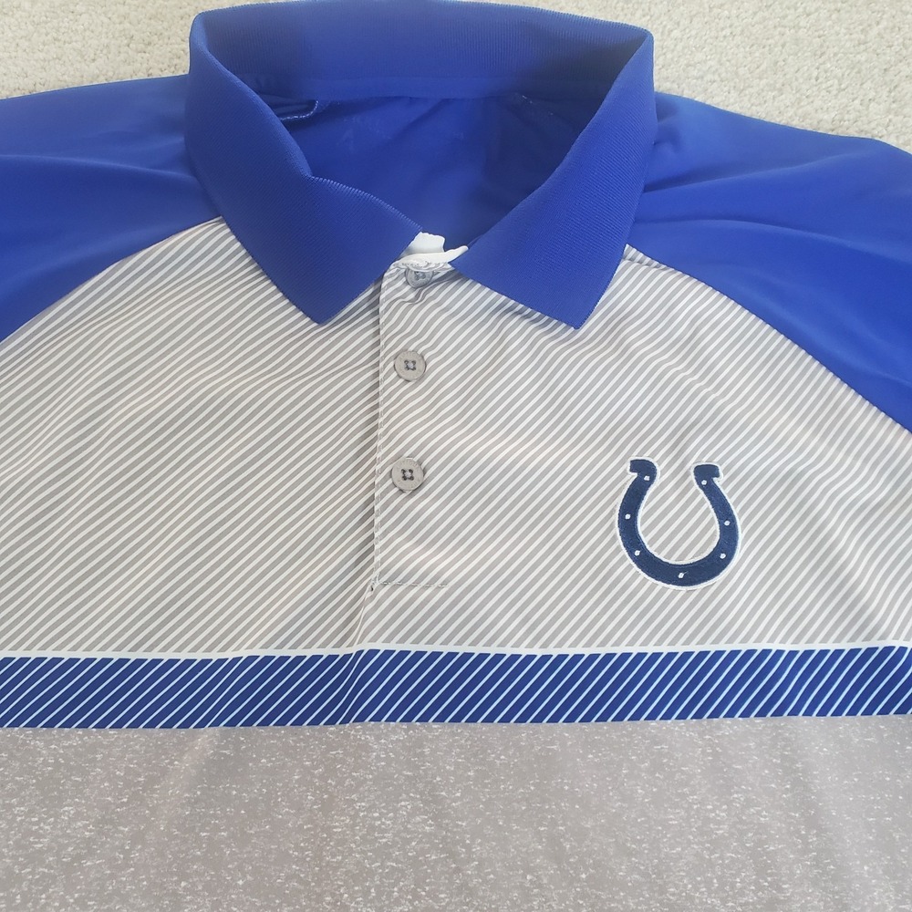Antigua NFL Indianapolis Colts Polo Shirt Size 2XL XXL Blue &‎ Gray